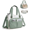 BAGSMART Canvas Tote Bag for Women, Small Work Tote Bag with Zipper(Green)
