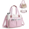 BAGSMART Canvas Tote Bag for Women, Small Work Tote Bag with Zipper(Pink)