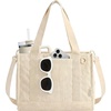 BAGSMART Corduroy Tote Bag for Women, Small College Teacher Laptop Handbag(Cream Beige)
