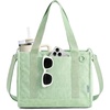 BAGSMART Corduroy Tote Bag for Women, Small College Teacher Laptop Handbag(Light Green)