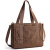 BAGSMART Corduroy Tote Bag for Women, Small College Teacher Laptop Handbag(Mocha Brown)