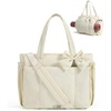BAGSMART Crush Bow Tote Bag for Women, Puffer Travel Work Yoga Laptop Bag(Beige)