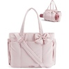 BAGSMART Crush Bow Tote Bag for Women, Puffer Travel Work Yoga Laptop Bag(Candy Pink)