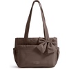 BAGSMART Crush Bow Tote Bag for Women, Puffer Travel Work Yoga Laptop Bag(Dark Brown)