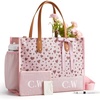 BAGSMART Personalized DIY Tote Bag for Women, 20.6L/24L Shoulder Handbag(Pink Heart)