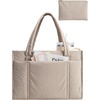 BAGSMART Puffer Tote Bag for Women, 21L/26L Work Tote Shoulder Handbag(Brown-1)