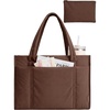 BAGSMART Puffer Tote Bag for Women, 21L/26L Work Tote Shoulder Handbag(Coffee Brown)