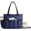 BAGSMART Puffer Tote Bag for Women, 21L/26L Work Tote Shoulder Handbag(Navy Blue-2)