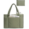 BAGSMART Puffer Tote Bag for Women, 21L/26L Work Tote Shoulder Handbag(Olive Green)
