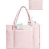 BAGSMART Puffer Tote Bag for Women, 21L/26L Work Tote Shoulder Handbag(Pink-1)
