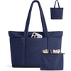 BAGSMART Puffer Tote Bag for Women, Expandable Teacher Handbag w/Pouch(Navy Blue)