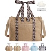 BAGSMART Tote Bag for Women, Personalized Teacher Appreciation Gifts(Jute Leopard Straps)