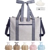 BAGSMART Tote Bag for Women, Personalized Teacher Appreciation Gifts(Jute Navy Stripes)