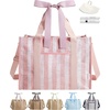 BAGSMART Tote Bag for Women, Personalized Teacher Appreciation Gifts(Jute Pink Stripes)
