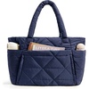 BAGSMART Tote Bag for Women, Puffer Tote Bag for Work Large Shoulder Bag(Navy Blue)