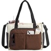 BAGSMART Tote Bag for Women, Puffy Laptop Work College Shoulder Handbag(Brown)