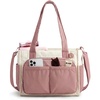 BAGSMART Tote Bag for Women, Puffy Laptop Work College Shoulder Handbag(Dark Pink)