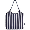BAGSMART Tote Bag for Women, Travel Tote Beach Bag with Zipper for Gym(Navy Stripes)