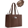 BAGSMART Tote Bag for Women with Compartments Work Tote Bag with Zipper(Coffee Brown)
