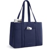 BAGSMART Tote Bag for Women with Compartments Work Tote Bag with Zipper(Navy Blue)