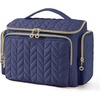 BAGSMART Travel Toiletry Bag, Large Wide-open Travel Bag for Toiletries, Makeup Cosmetic Travel Bag with Handle-Camel(Navy)