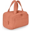 BAGSMART Travel Toiletry Bag, Lightweight Large Wide-open Travel Bag for Women, Puffy Cosmetic Makeup Bag Organizer with Handle for Accessories,Essentials, Toiletries, Dark Pink(Orange)