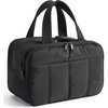 BAGSMART Travel Toiletry Bag, Puffy Large Toiletry Bag for Women, Lightweight Cosmetic Makeup Bag Organizer with Handle for Traveling, Accessories, Essentials, Toiletries (Black)(B-Black)