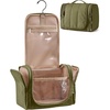 BAGSMART Travel Toiletry Bag for Women, Puffy Hanging Toiletry Bag with Hook, Water-resistant Toiletry Organizer for Full Sized Toiletries (Black)(Olive Green)