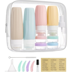 BAGSMART 18 Pack TSA Approved Travel Bottles for Toiletries, Leak Proof Silicone Travel Size Containers Bottles for Shampoo, Purple(03-Soft Pastel)