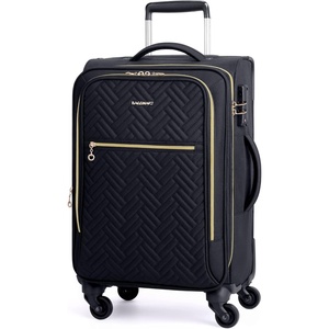 BAGSMART 20″ Softside Expandable Spinner Carry-On, Airline Approved (Black)(Black)