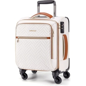 BAGSMART 20″ Softside Expandable Spinner Carry-On, Airline Approved (Black)(Underseat-Beige)