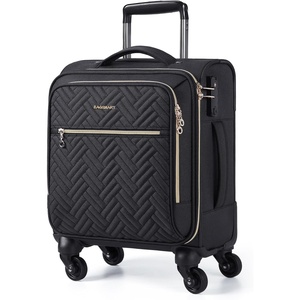 BAGSMART 20″ Softside Expandable Spinner Carry-On, Airline Approved (Black)(Underseat-Black)