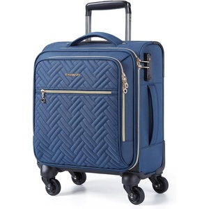 BAGSMART 20″ Softside Expandable Spinner Carry-On, Airline Approved (Black)(Underseat-Dark Blue)