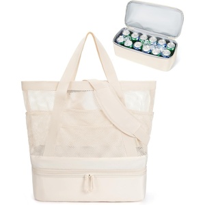 BAGSMART Beach Bag for Women, Large Beach Bag Swim Pool Bag(Beige)