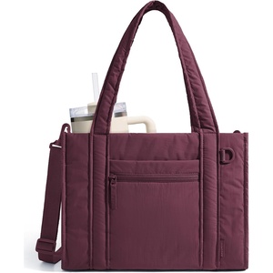 BAGSMART Boxy Tote Bag for Women, Crossbody Work Bag with Zipper(Burgundy Bay)