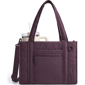 BAGSMART Boxy Tote Bag for Women, Crossbody Work Bag with Zipper(Grape)