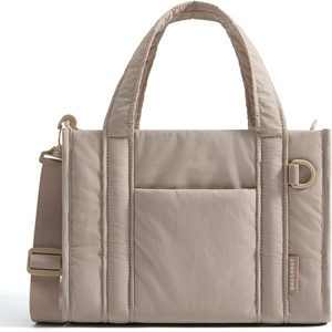 BAGSMART Boxy Tote Bag for Women, Crossbody Work Bag with Zipper(Khaki)