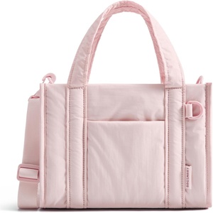 BAGSMART Boxy Tote Bag for Women, Crossbody Work Bag with Zipper(Light Pink)