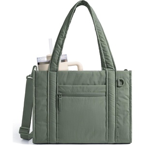 BAGSMART Boxy Tote Bag for Women, Crossbody Work Bag with Zipper(Sage)
