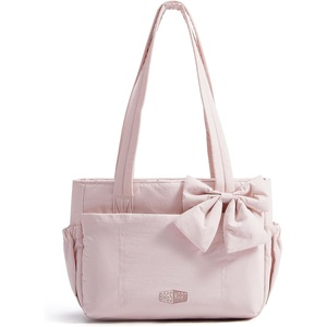 BAGSMART Crush Bow Tote Bag for Women, Puffer Travel Work Yoga Laptop Bag(Baby Pink)