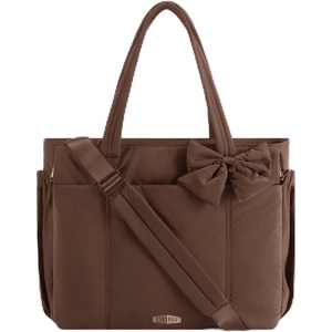 BAGSMART Crush Bow Tote Bag for Women, Puffer Travel Work Yoga Laptop Bag(Cocoa Brown)