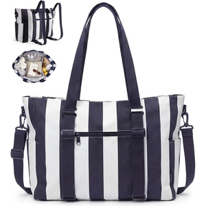 BAGSMART Large Beach Bag for Women, Oversize Tote Bag for Travel/Swim Pool/Summer(Nautical Stripe)