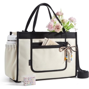 BAGSMART Personalized DIY Tote Bag for Women, 20.6L/24L Shoulder Handbag(Beige)