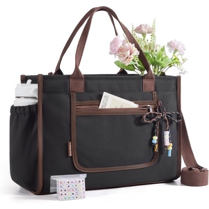 BAGSMART Personalized DIY Tote Bag for Women, 20.6L/24L Shoulder Handbag(Black)