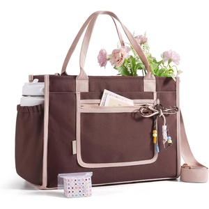 BAGSMART Personalized DIY Tote Bag for Women, 20.6L/24L Shoulder Handbag(Coffee Brown)