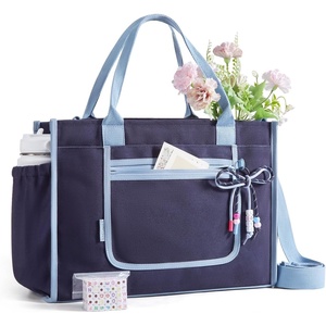 BAGSMART Personalized DIY Tote Bag for Women, 20.6L/24L Shoulder Handbag(Navy Blue)