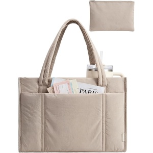 BAGSMART Puffer Tote Bag for Women, 21L/26L Work Tote Shoulder Handbag(Brown-1)