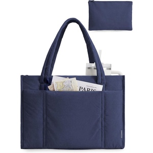 BAGSMART Puffer Tote Bag for Women, 21L/26L Work Tote Shoulder Handbag(Navy Blue-1)
