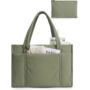 BAGSMART Puffer Tote Bag for Women, 21L/26L Work Tote Shoulder Handbag(Olive Green)