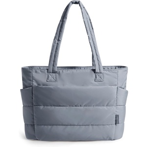 BAGSMART Puffy Tote Bag for Women, Lightweight Work Tote Handbag(Dark Grey)